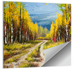 Autumn Birch Path with Two Birds Wall Art