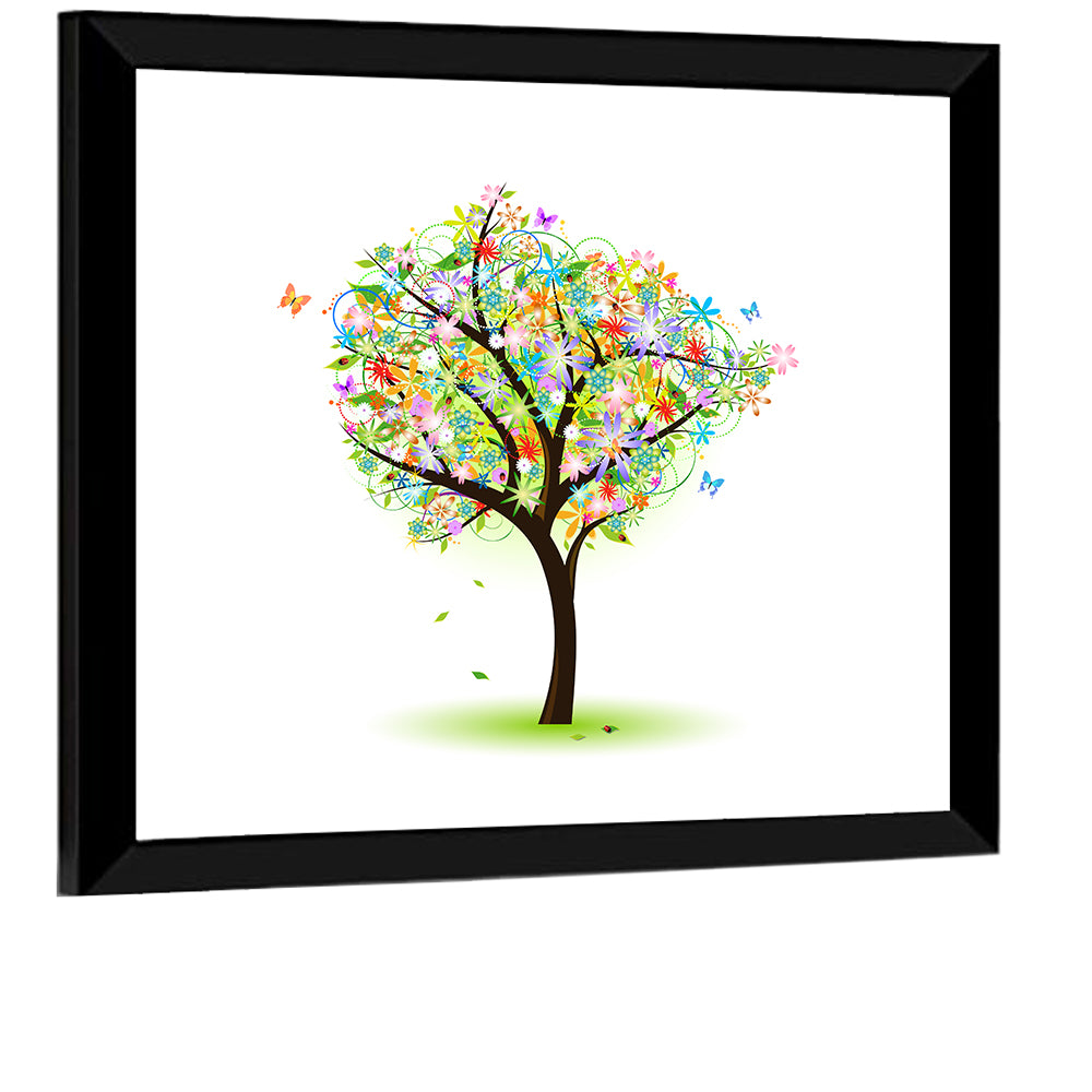 Whimsical Floral Tree Illustration Wall Art