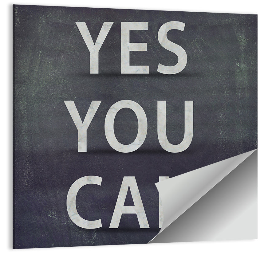 Yes You Can Chalkboard Typography Wall Art