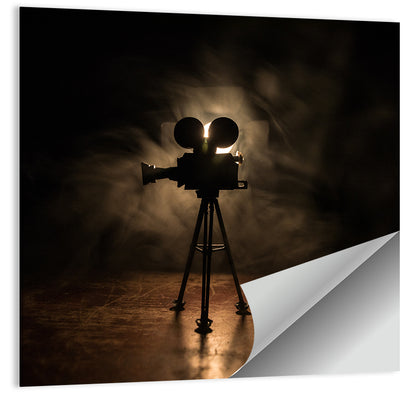 Backlit Vintage Movie Camera Wall Art