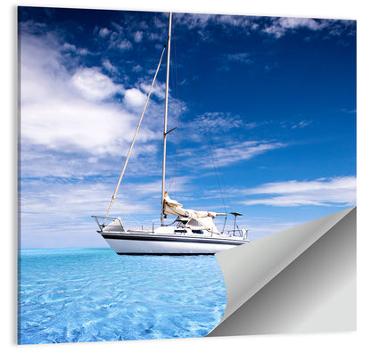 Furled Sails Over Turquoise Water Wall Art