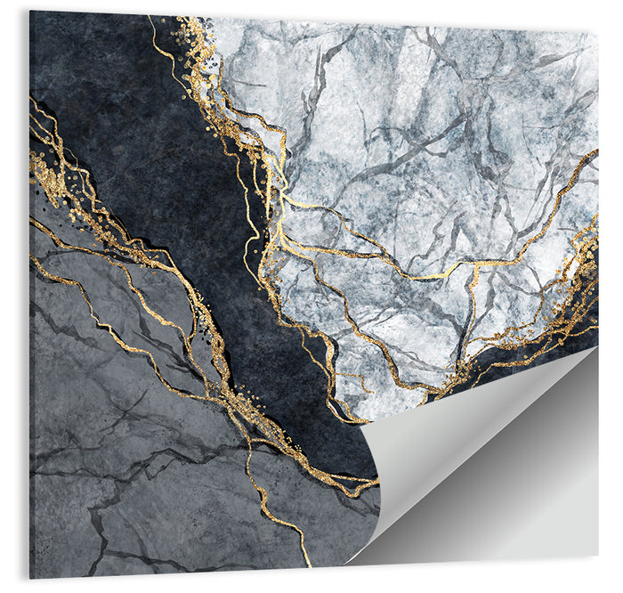 Black Stream Golden Veins Abstract Wall Art as a poster print