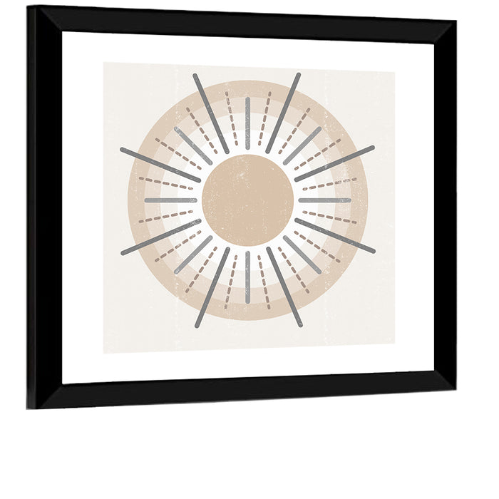 Textured Boho Sunburst Wall Art as a framed print