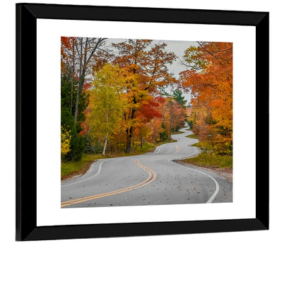 Winding Autumn Highway Wall Art