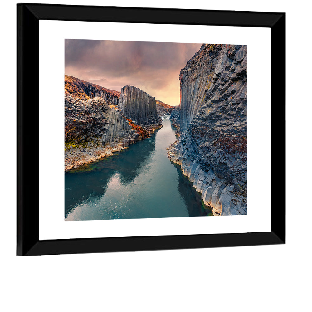 Studlagil Canyon at Sunset Wall Art