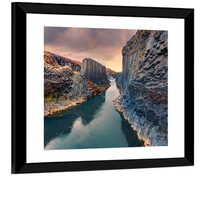 Studlagil Canyon at Sunset Wall Art