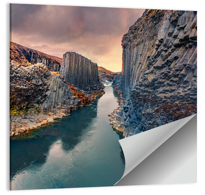 Studlagil Canyon at Sunset Wall Art