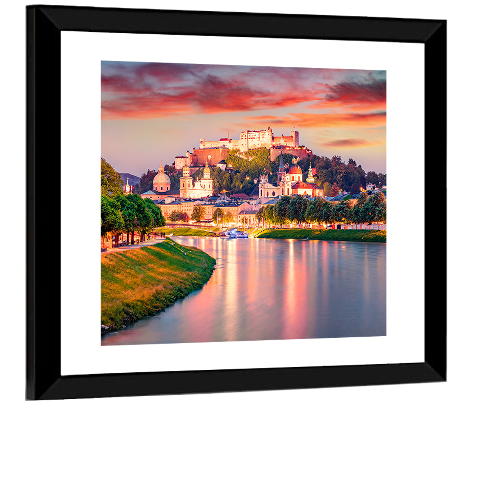 Hohensalzburg Fortress at Sunset Wall Art