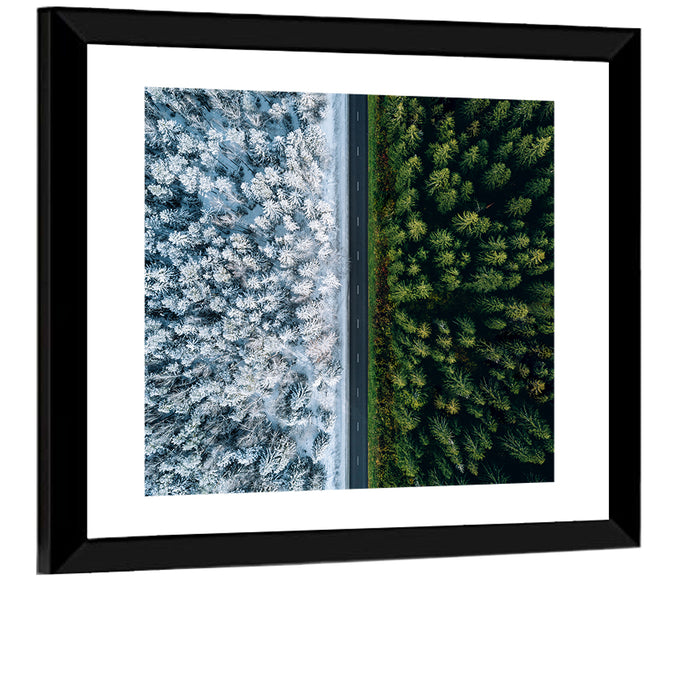 Summer and Winter Forests Wall Art as a framed print