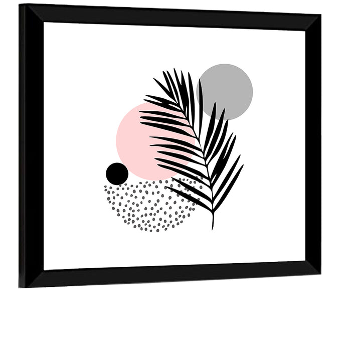 Pink Sun Moon Palm Leaf Illustration Wall Art as a framed print