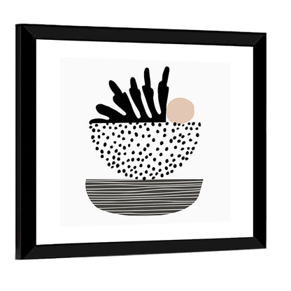 Palm Leaf with Stacked Bowls Wall Art