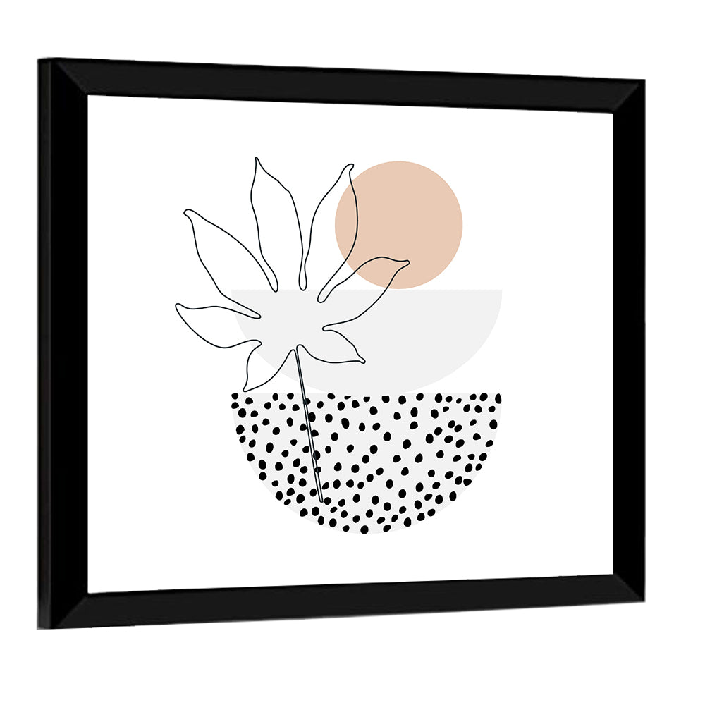 Palm Leaf with Peach Circle Illustration Wall Art