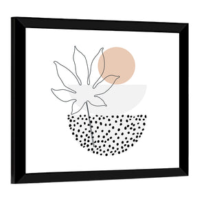 Vertical Bowls & Palm Leaf Illustration Wall Art