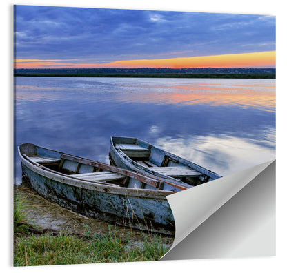 Chained Rowboats at Dusk Wall Art