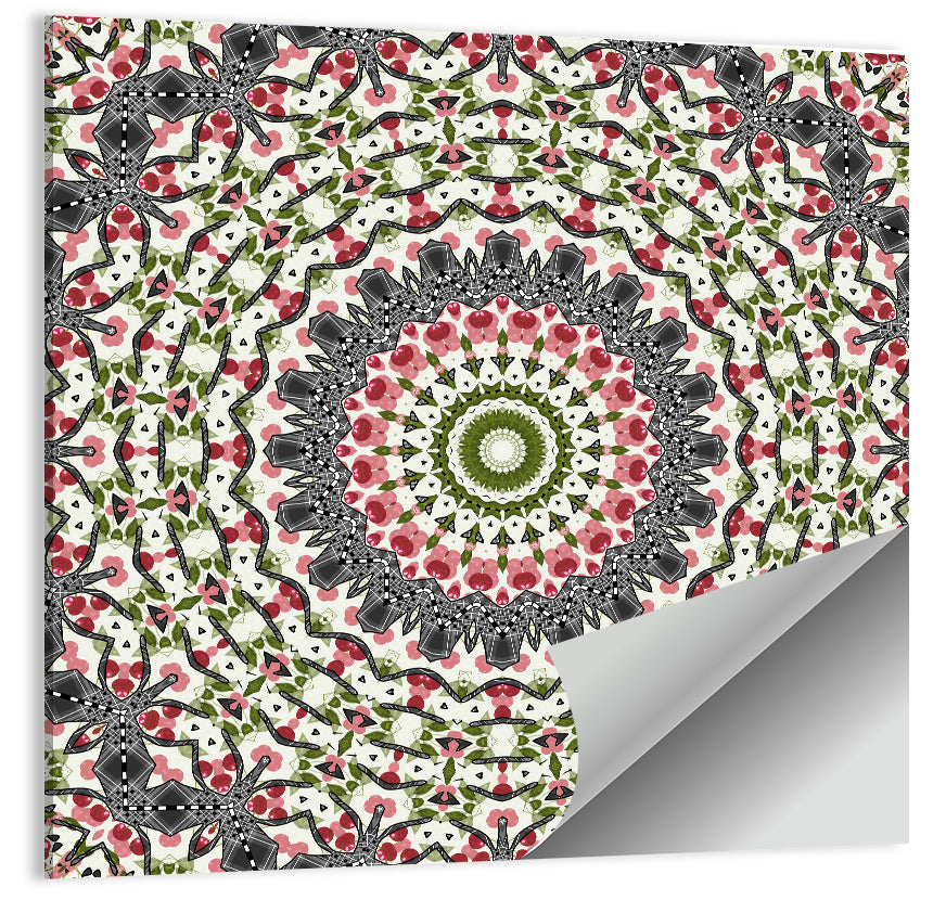 Cherry Mosaic Mandala Wall Art