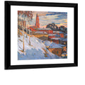 Snowy Village with Church Tower Wall Art