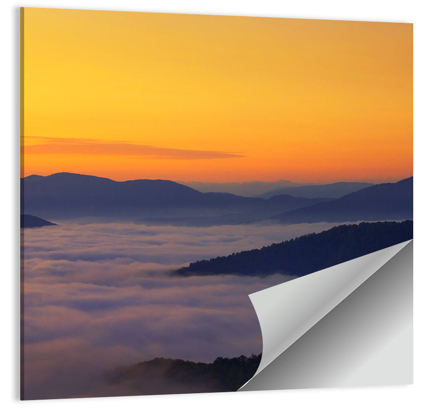 Cloud Sea Over Mountains at Golden Dawn Wall Art