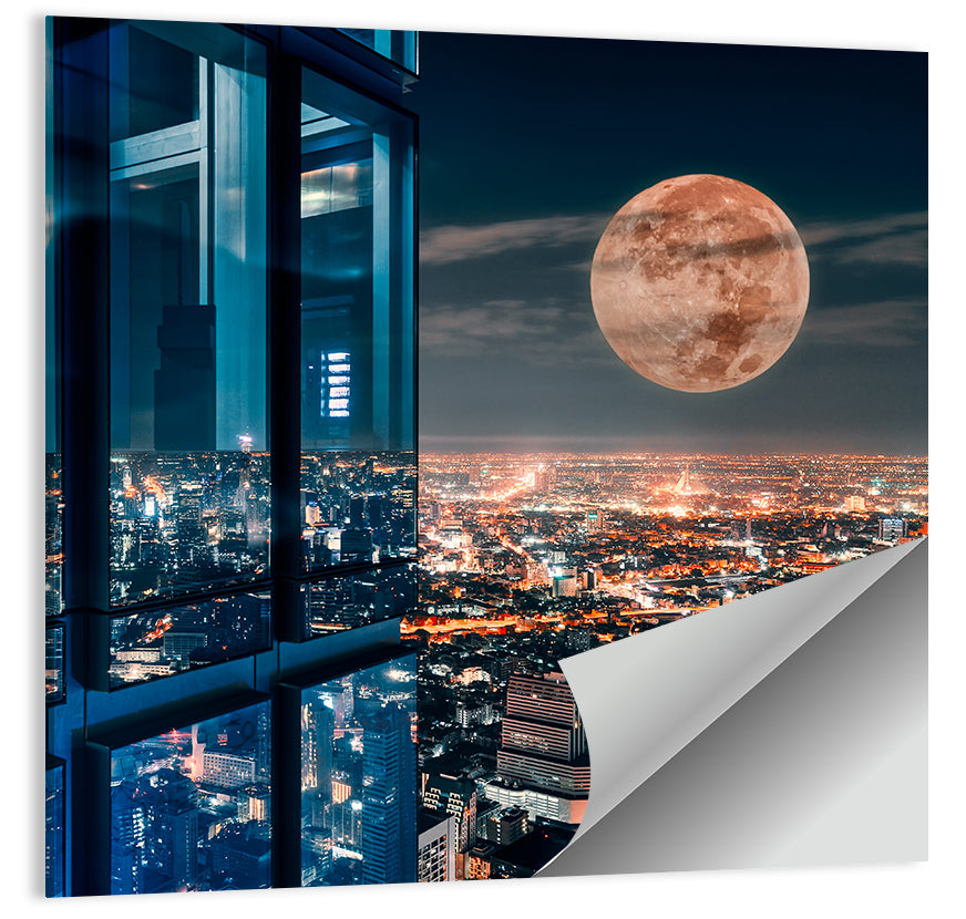 Bangkok Moonlit Skyline Wall Art