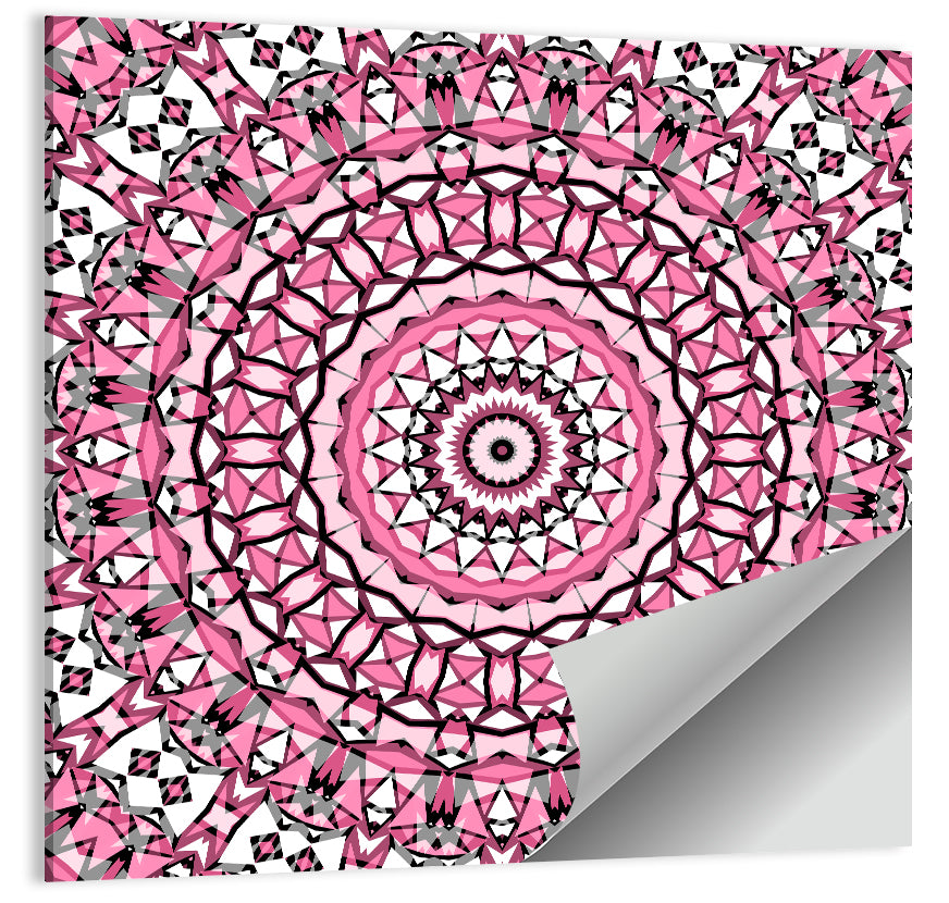 Pink Mosaic Kaleidoscope Mandala Wall Art