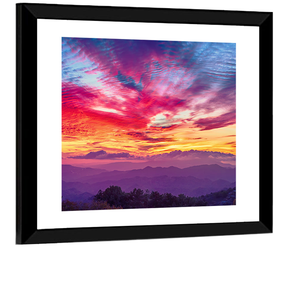 Golden Dusk Cloud Mountains Wall Art