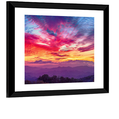 Golden Dusk Cloud Mountains Wall Art