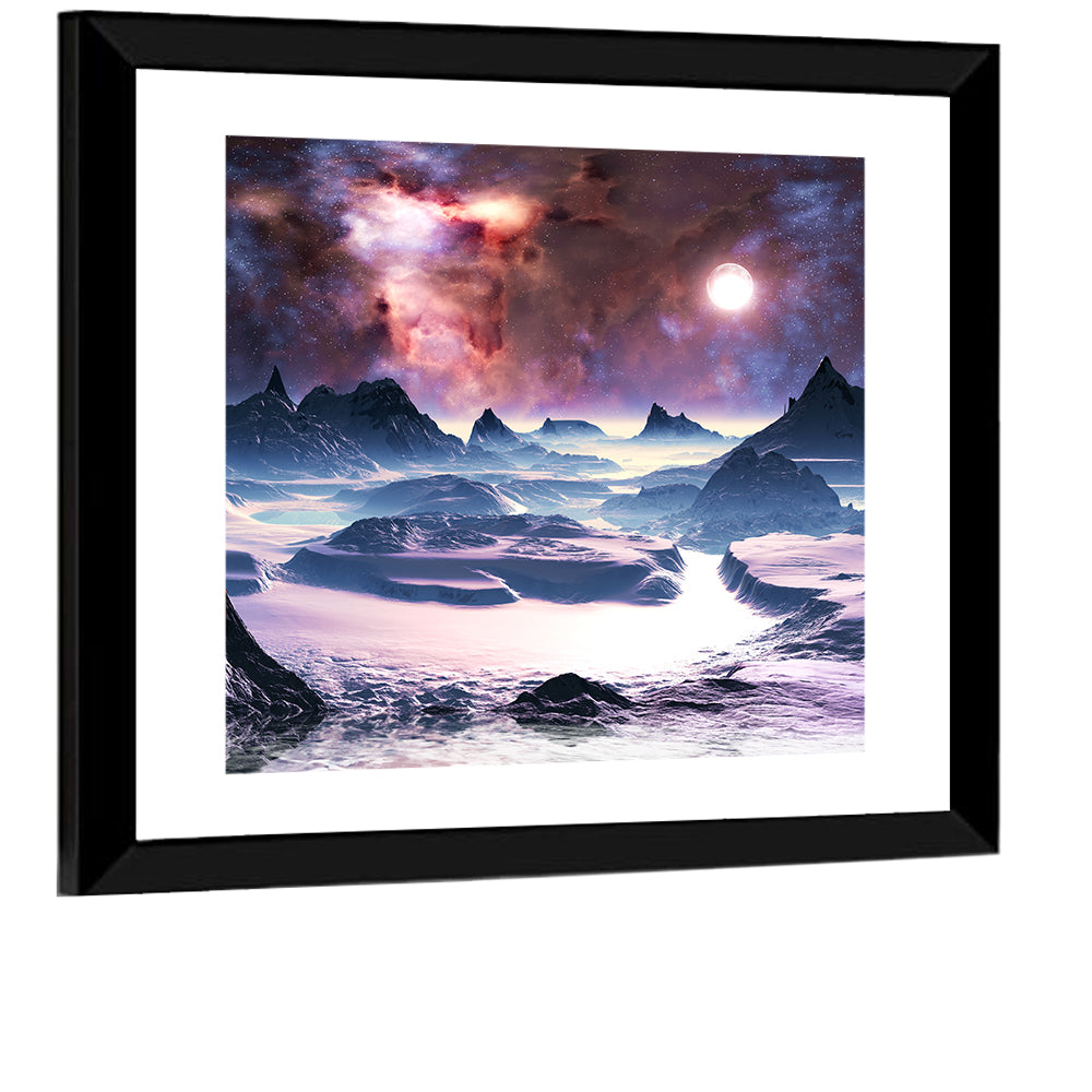 Alien Planet Winter Aurora Wall Art