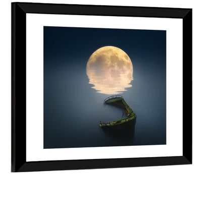 Moonlit Shipwreck Reflection Wall Art