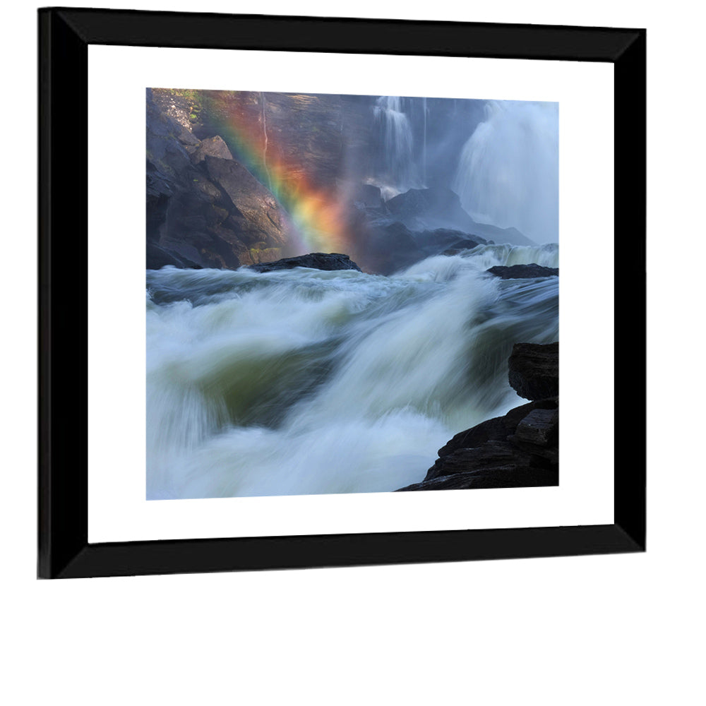 Rainbow Over Rushing River Wall Art