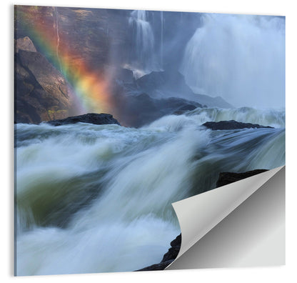 Rainbow Over Rushing River Wall Art