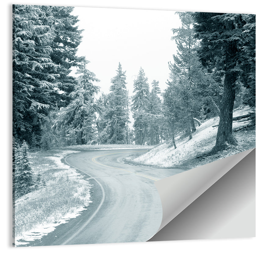 Winding Snowy Highway Wall Art