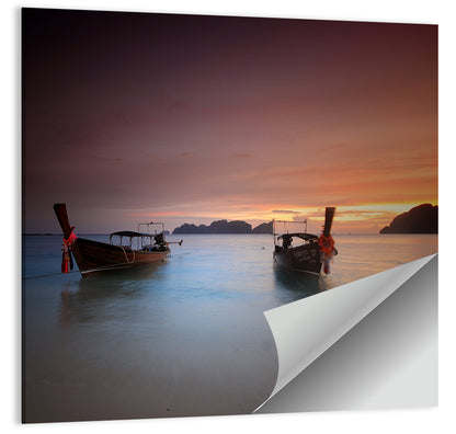 Phi Phi Longtail Boats at Golden Hour Wall Art