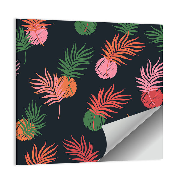 Palm Leaves with Scribbled Circles Wall Art as a poster print