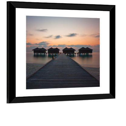 Overwater Bungalows at Sunset Wall Art