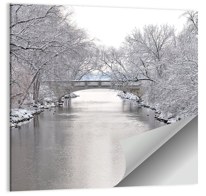 Yahara River Winter Stone Bridge Wall Art