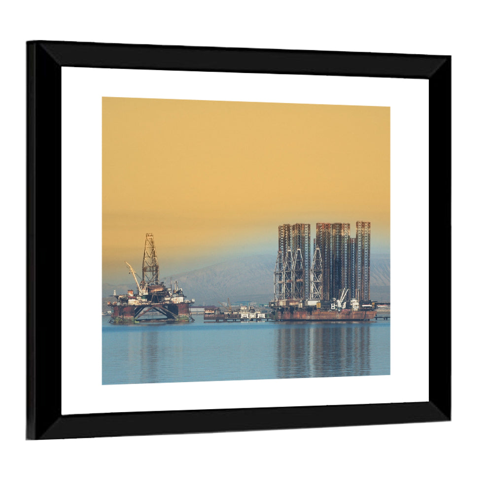 Baku Oil Rigs at Dusk Wall Art