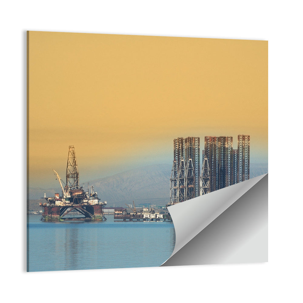 Baku Oil Rigs at Dusk Wall Art