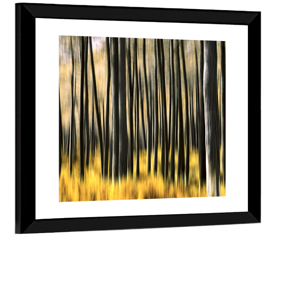 Golden Abstract Forest Wall Art