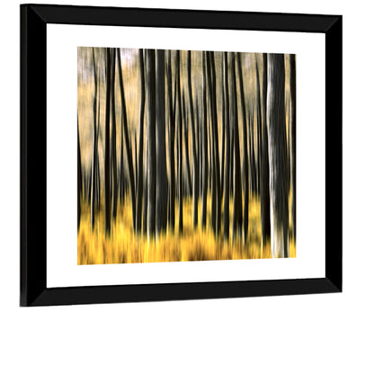 Golden Abstract Forest Wall Art