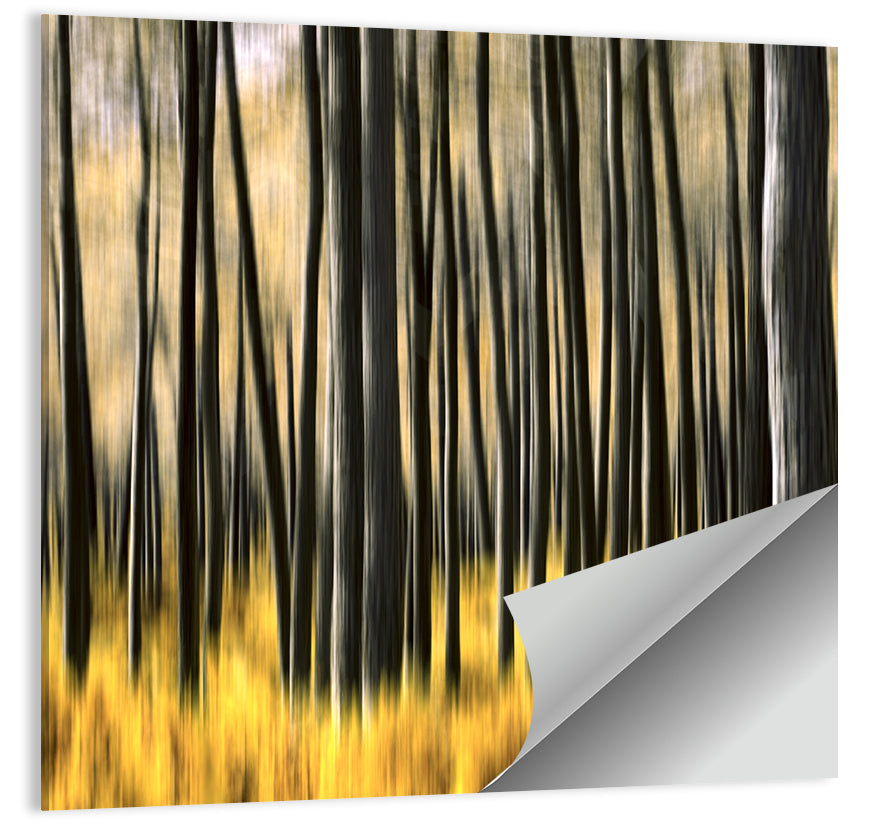 Golden Abstract Forest Wall Art