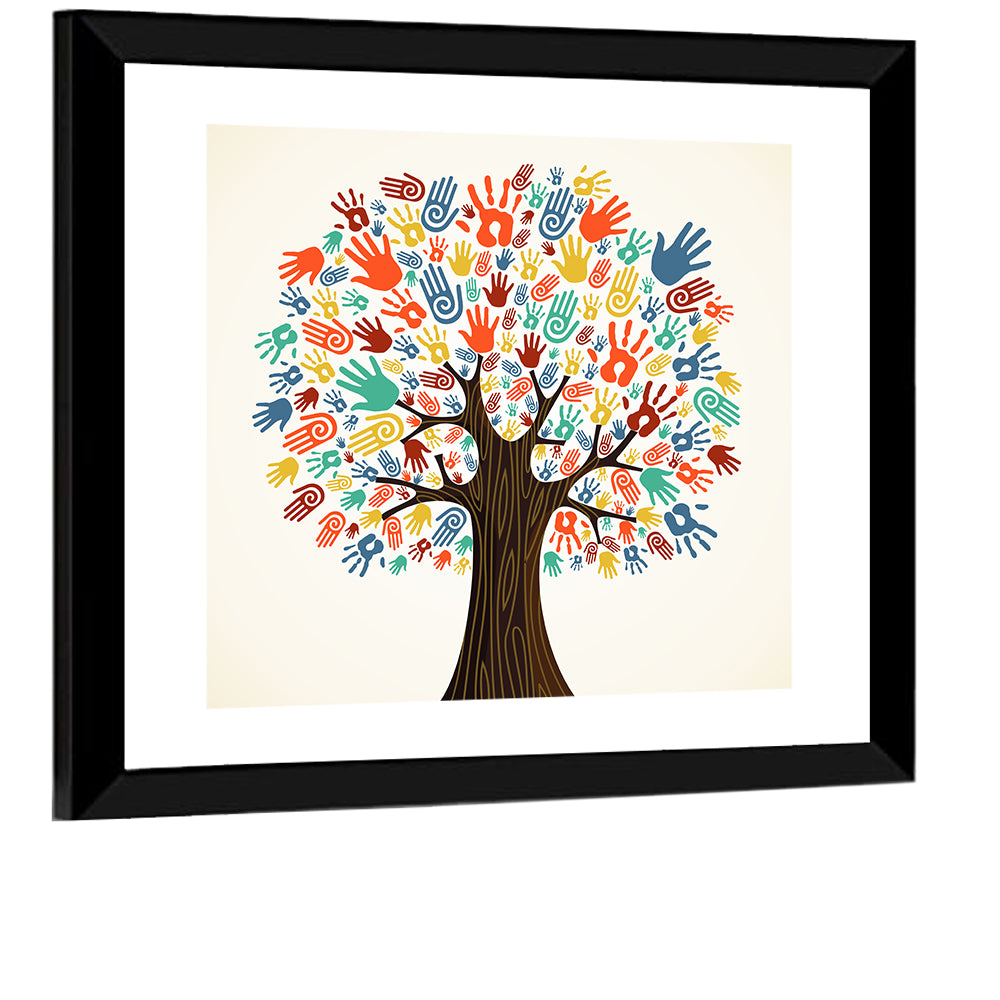Colorful Handprint Tree Wall Art
