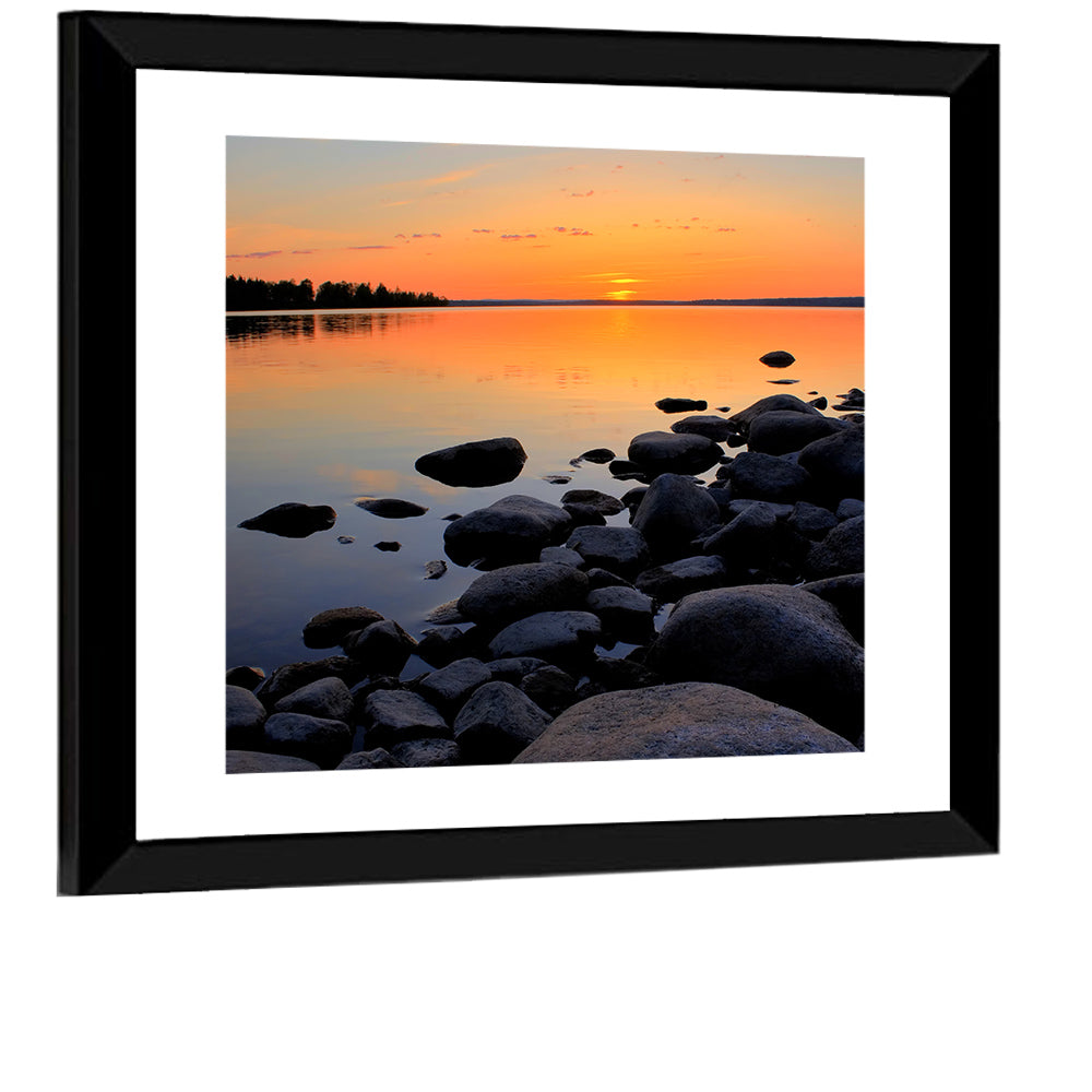 Rocky Lake Sunset Wall Art