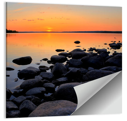 Rocky Lake Sunset Wall Art