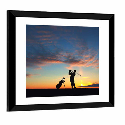 Sunset Golfer Silhouette Wall Art