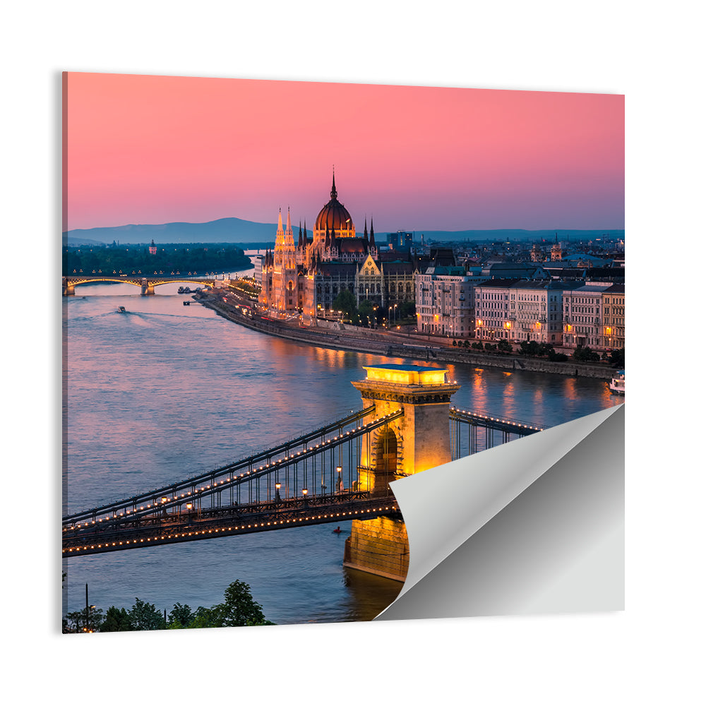 Budapest Chain Bridge at Twilight Wall Art