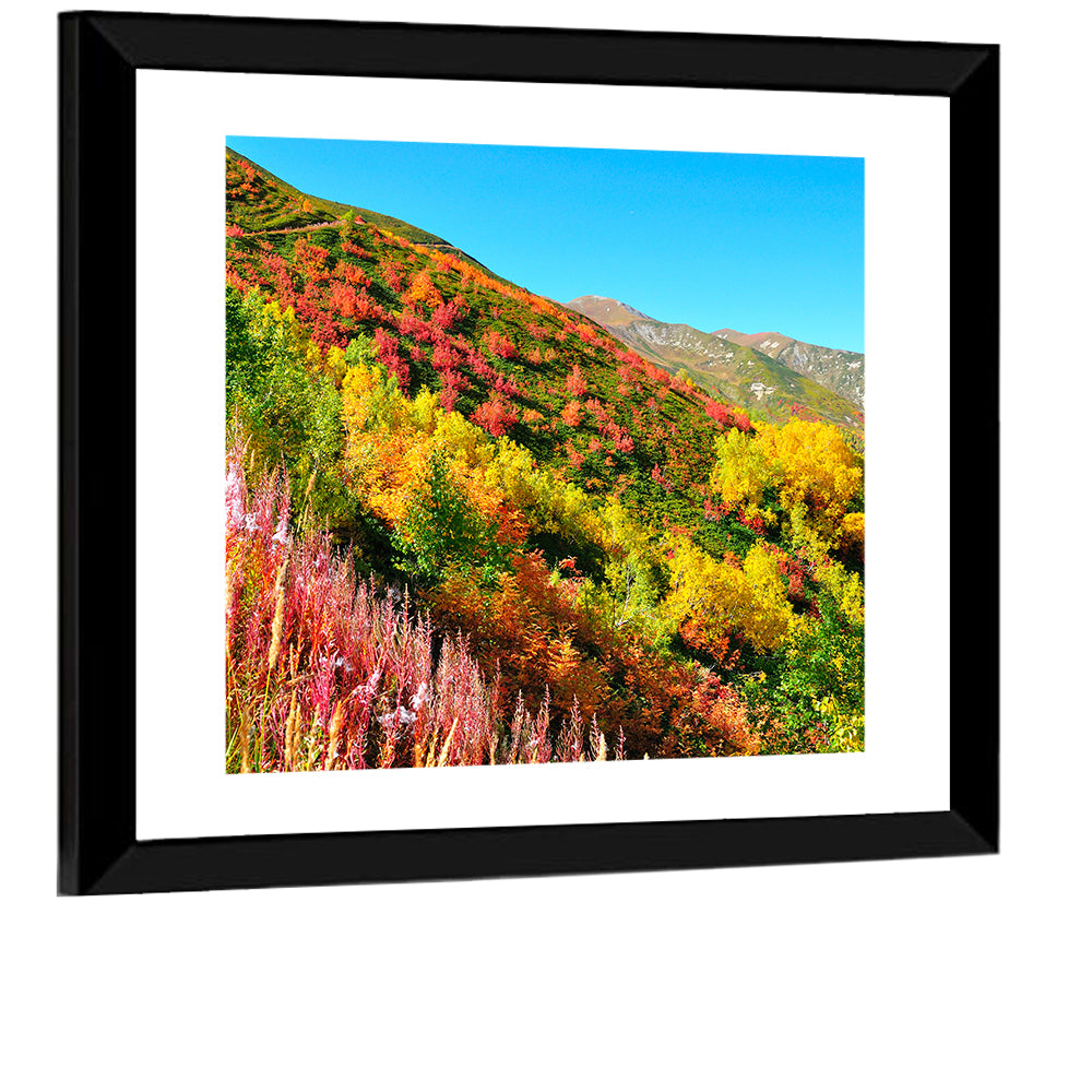Svaneti Autumn Mountain Landscape Wall Art