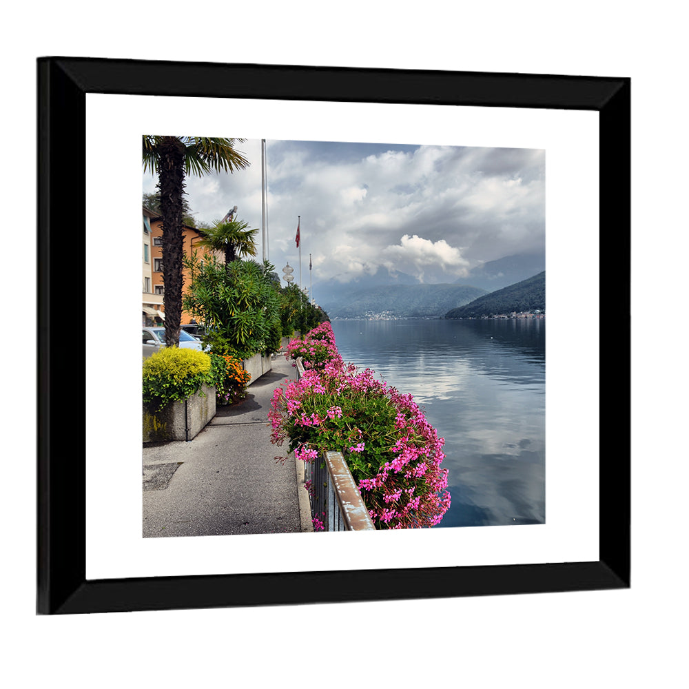 Lake Lugano Floral Walkway Wall Art
