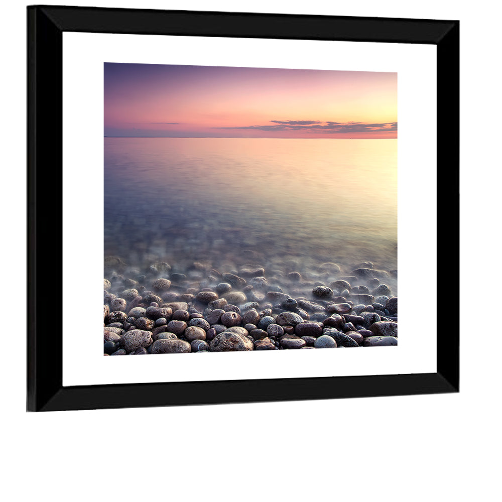 Pebbled Shore Sunset Wall Art