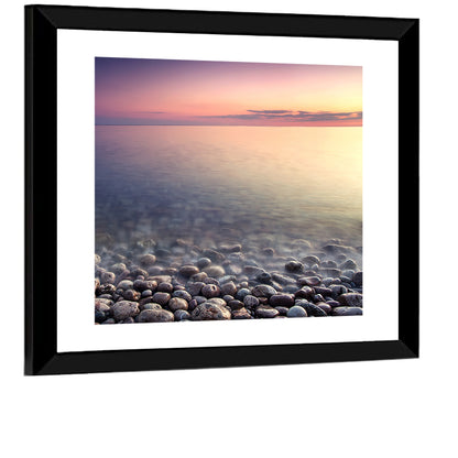 Pebbled Shore Sunset Wall Art