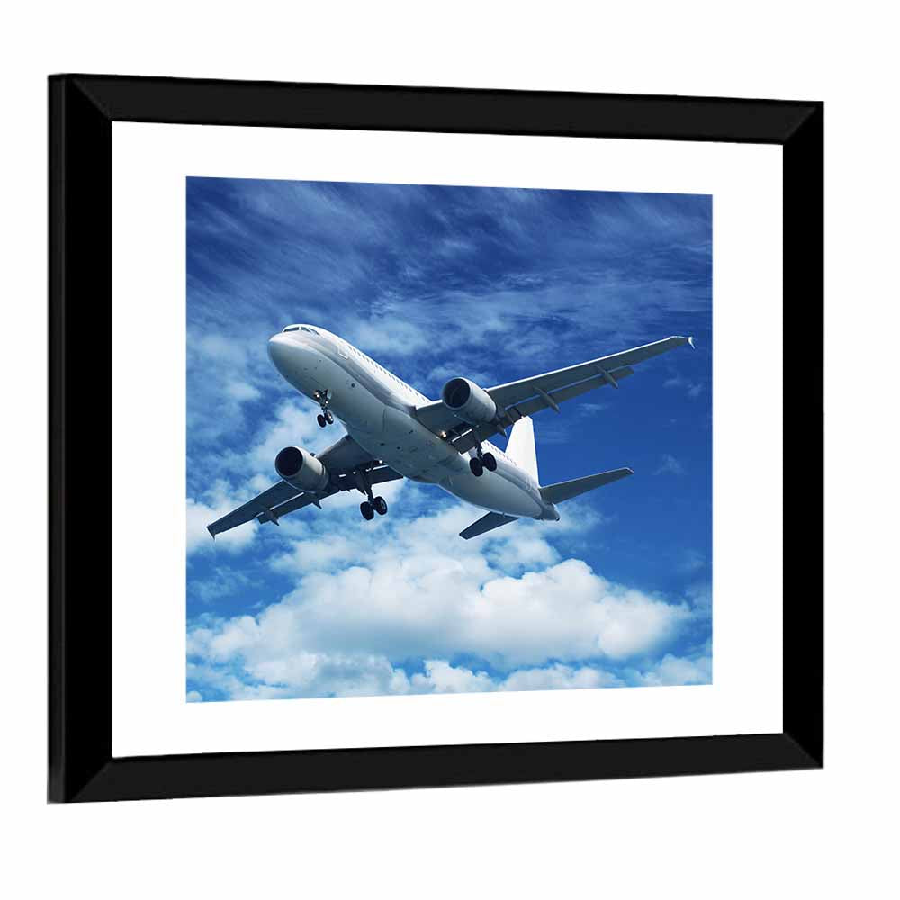 Passenger Airliner in Blue Sky Wall Art