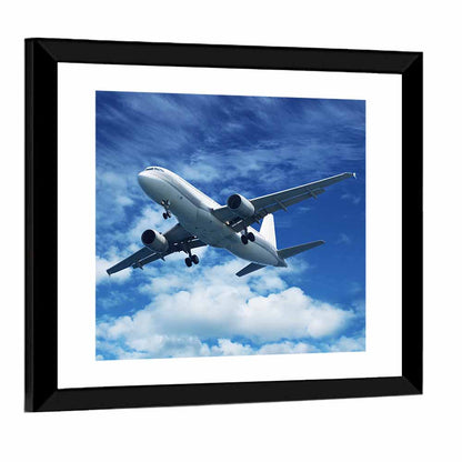 Passenger Airliner in Blue Sky Wall Art